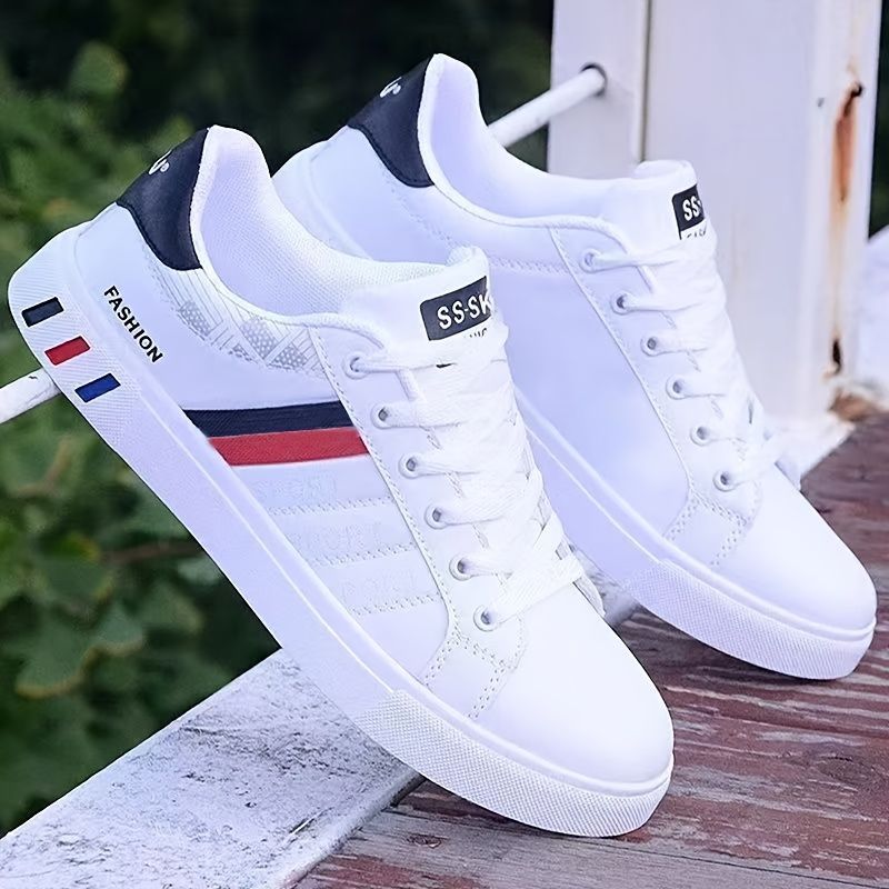 Koonexy Men'S Skate Shoes Low-Top Sneakers Pvc Sole Casual Sneakers Formal - White - Size 10(AU10/EU43)