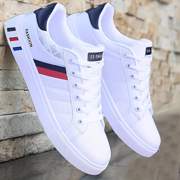 Koonexy Men'S Skate Shoes Low-Top Sneakers Pvc Sole Casual Sneakers Formal - White - Size 13(AU13/EU46)