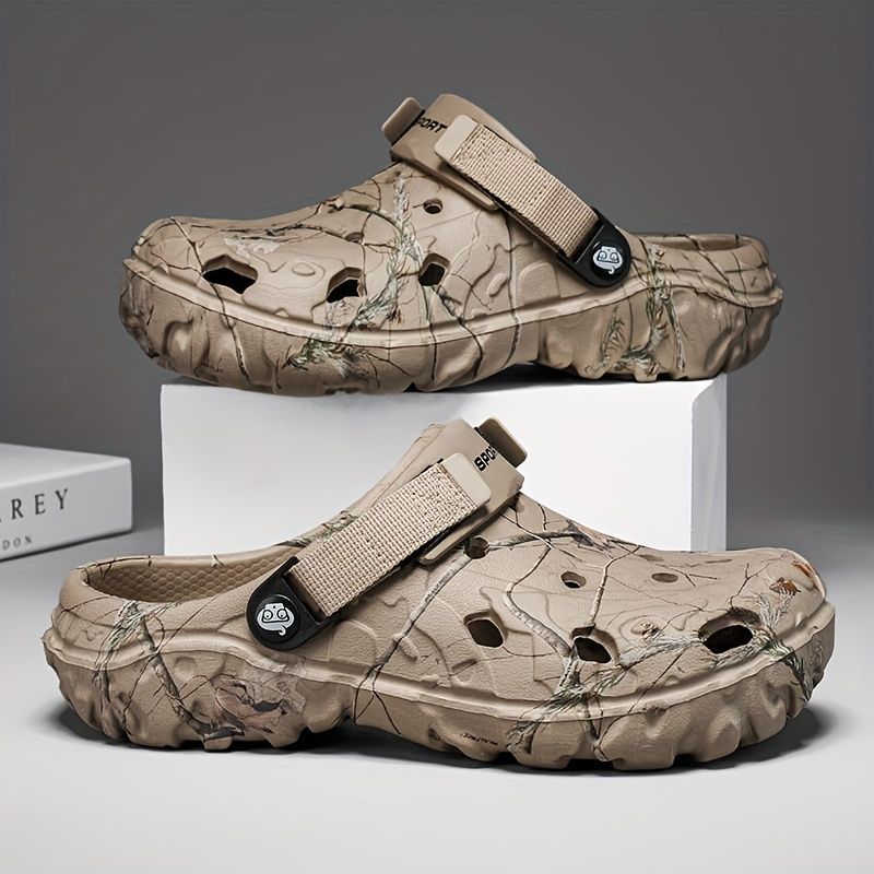 Croc-Style Clogs Anti-Slip Shoes Breathable Clogs Lightweight Footwear Fashion - Khaki - Size 9(AU9/EU42)