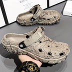 Croc-Style Clogs Anti-Slip Shoes Breathable Clogs Lightweight Footwear Fashion - Khaki - Size 11(AU11/EU44)