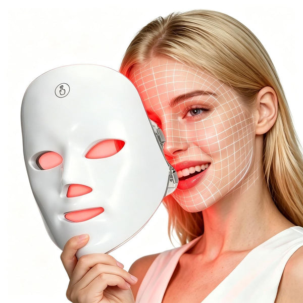 Red Light Mask for Face, 7 Color Red Light Facial Mask - White