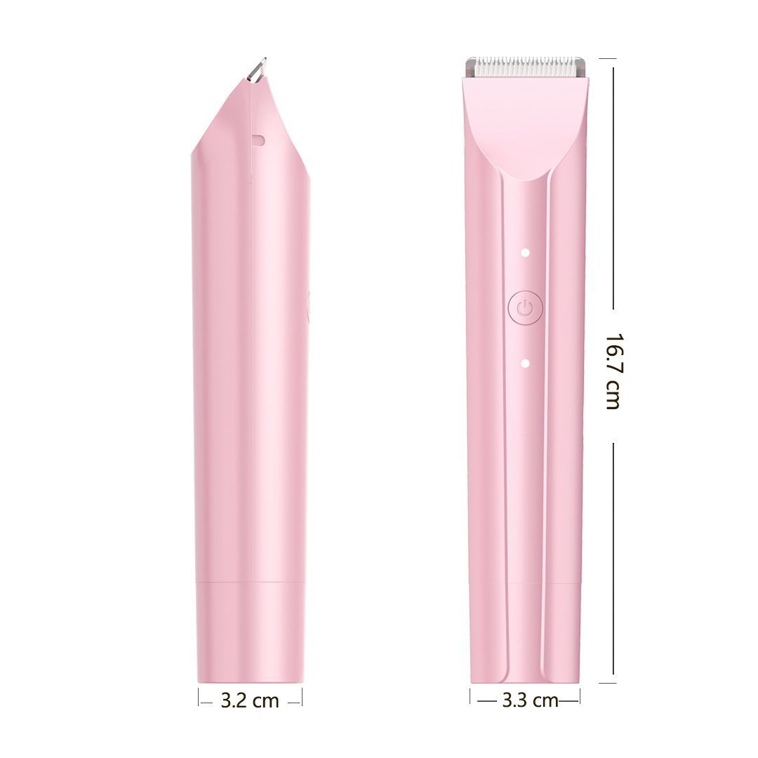 2-in-1 Waterproof Body Trimmer & Shaver – 3mm/6mm Guide, Floating Head, Painless Hair Removal for Women - Pink - Size 20cm