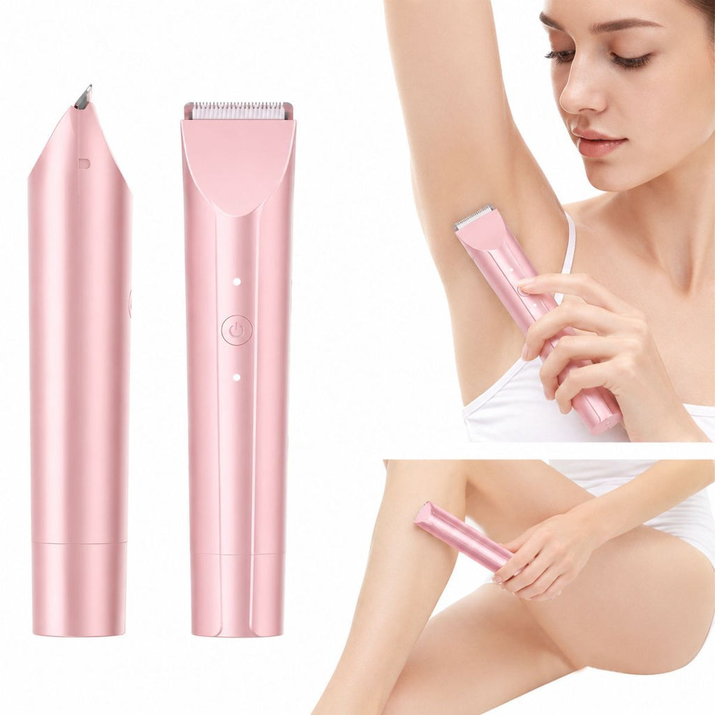 2-in-1 Waterproof Body Trimmer & Shaver – 3mm/6mm Guide, Floating Head, Painless Hair Removal for Women - White - Size 20cm