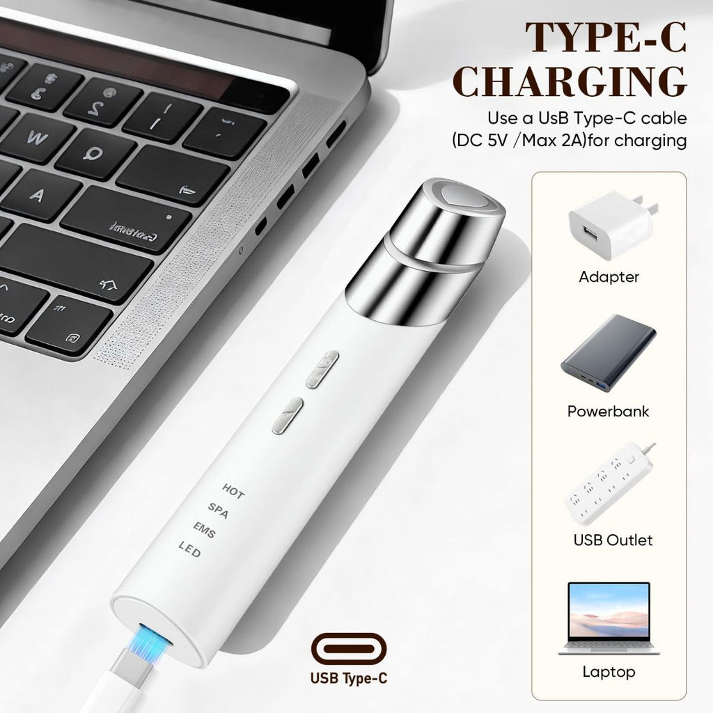 Advanced 4-in-1 Facial Device, Microcurrent Face Massager with Heat Therapy & Vibration, LED Light for Anti-Aging, Puffiness and Boosting Serum Absorption