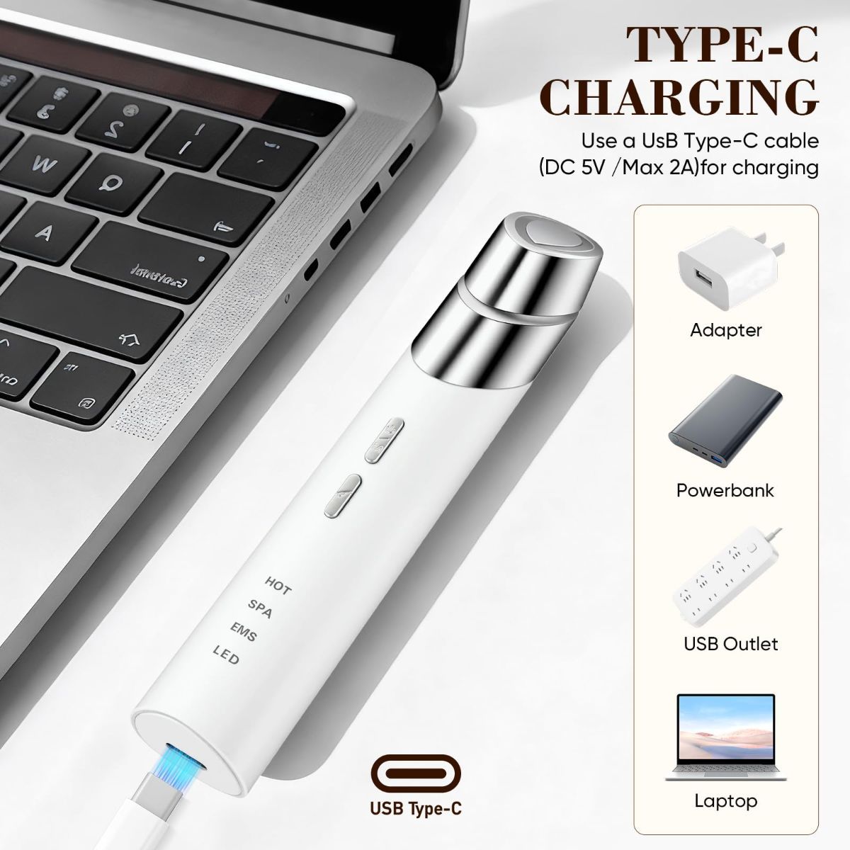 Advanced 4-in-1 Facial Device, Microcurrent Face Massager with Heat Therapy & Vibration, LED Light for Anti-Aging, Puffiness and Boosting Serum Absorption