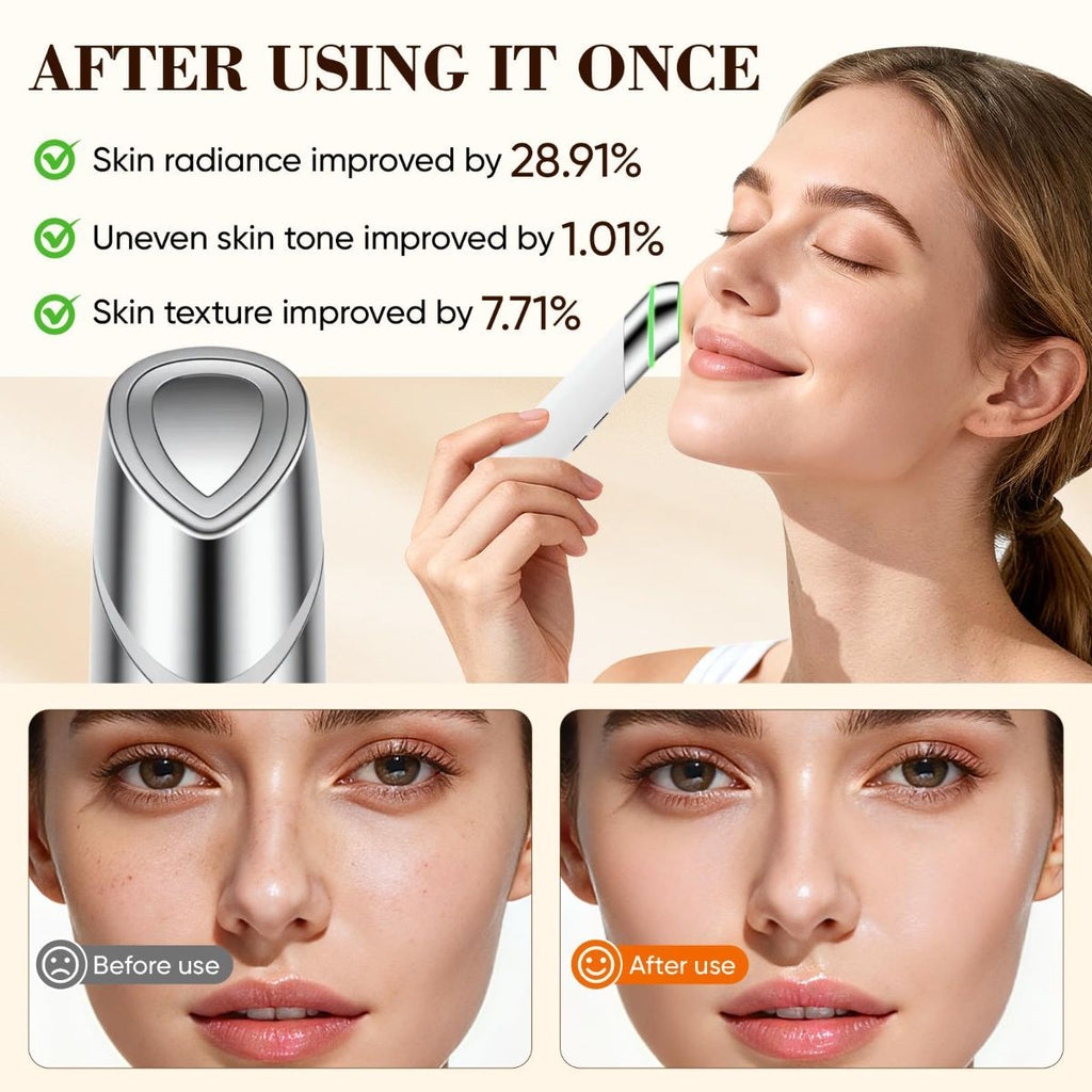 Advanced 4-in-1 Facial Device, Microcurrent Face Massager with Heat Therapy & Vibration, LED Light for Anti-Aging, Puffiness and Boosting Serum Absorption