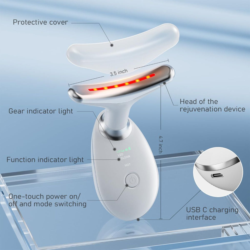 Face Neck Tool for Skin Care, Electric Neck Face Lifting Device for Wrinkle Removal - Black - Size 89mm