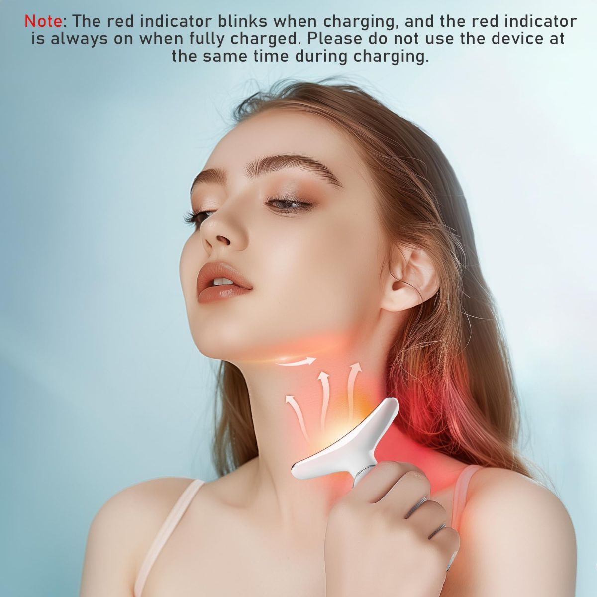 Face Neck Tool for Skin Care, Electric Neck Face Lifting Device for Wrinkle Removal - Red - Size 89mm