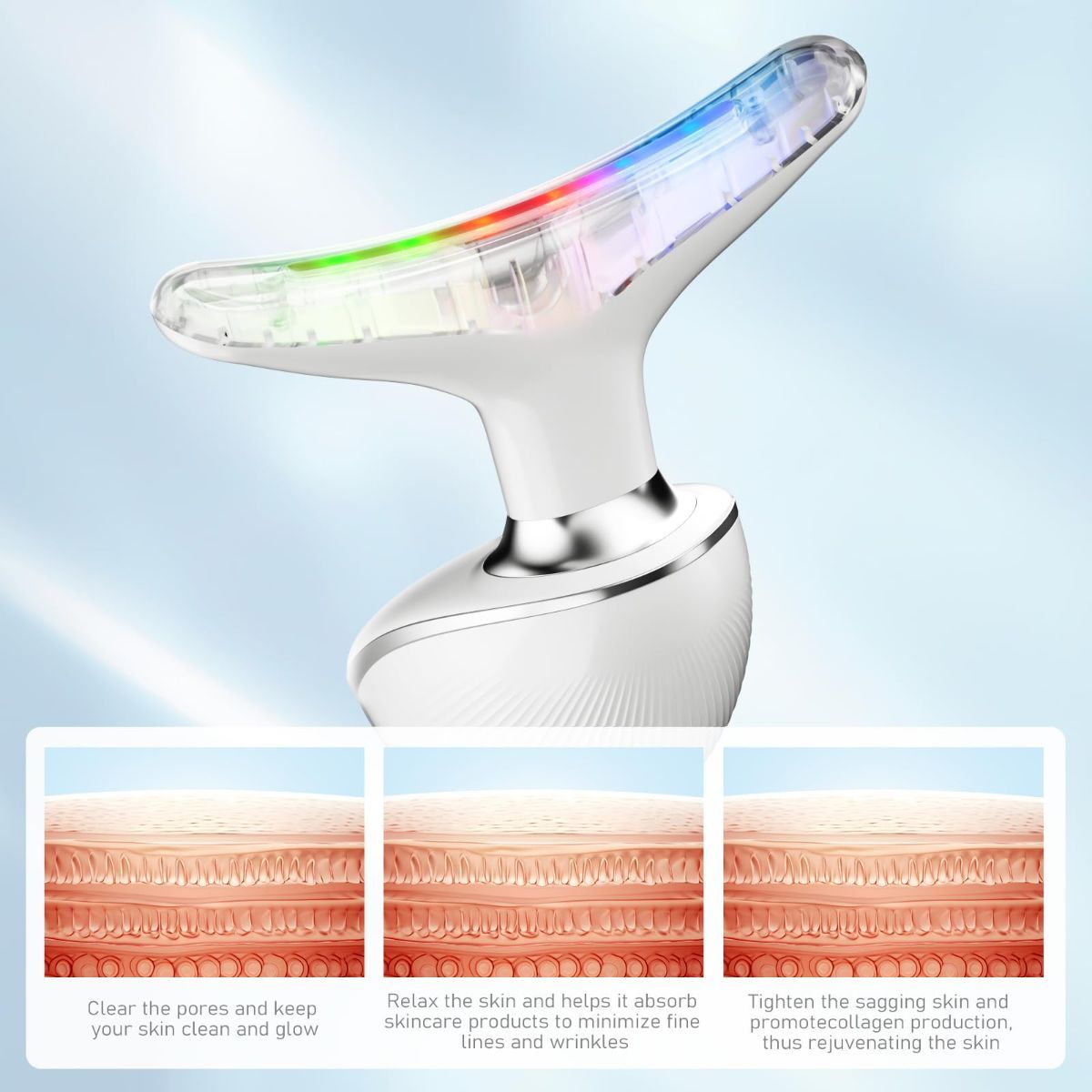 Face Neck Tool for Skin Care, Electric Neck Face Lifting Device for Wrinkle Removal - White - Size 89mm