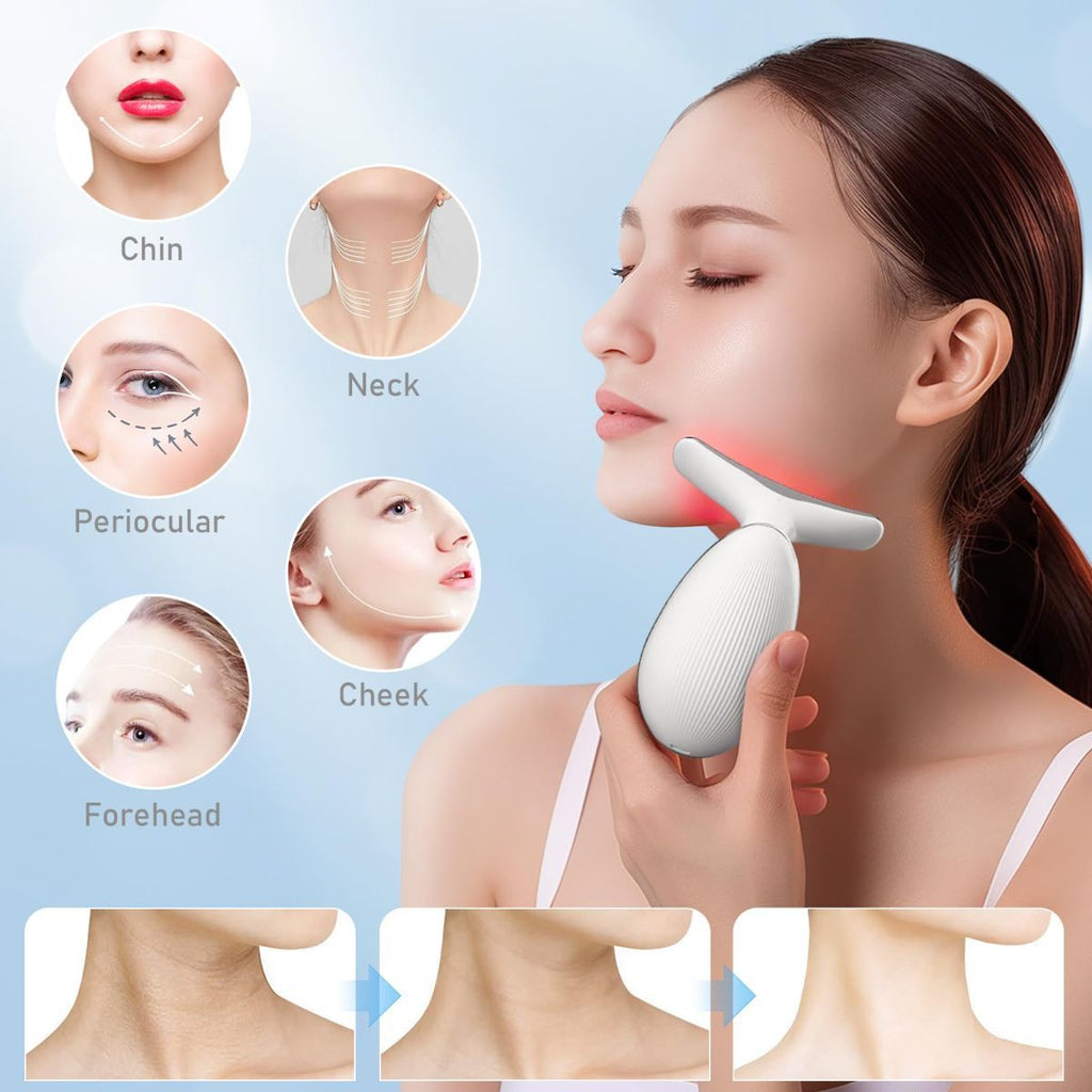 Face Neck Tool for Skin Care, Electric Neck Face Lifting Device for Wrinkle Removal - White - Size 89mm