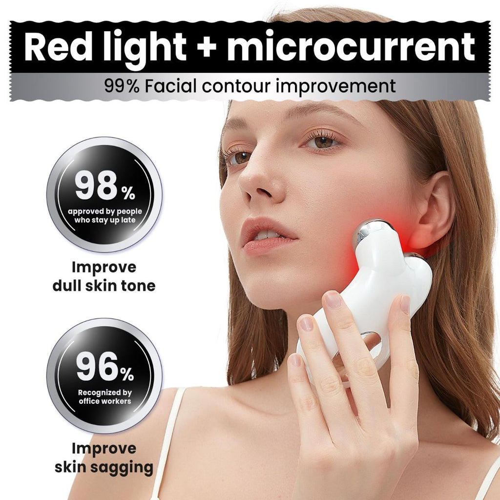 Microcurrent Facial Device,Latest Red Light Technology，Enhances The Ability to Lift The Face and Tighten The Skin，Facial Wrinkle Equipment，Smart Photon Micro-Current Device - White - Size 15cm