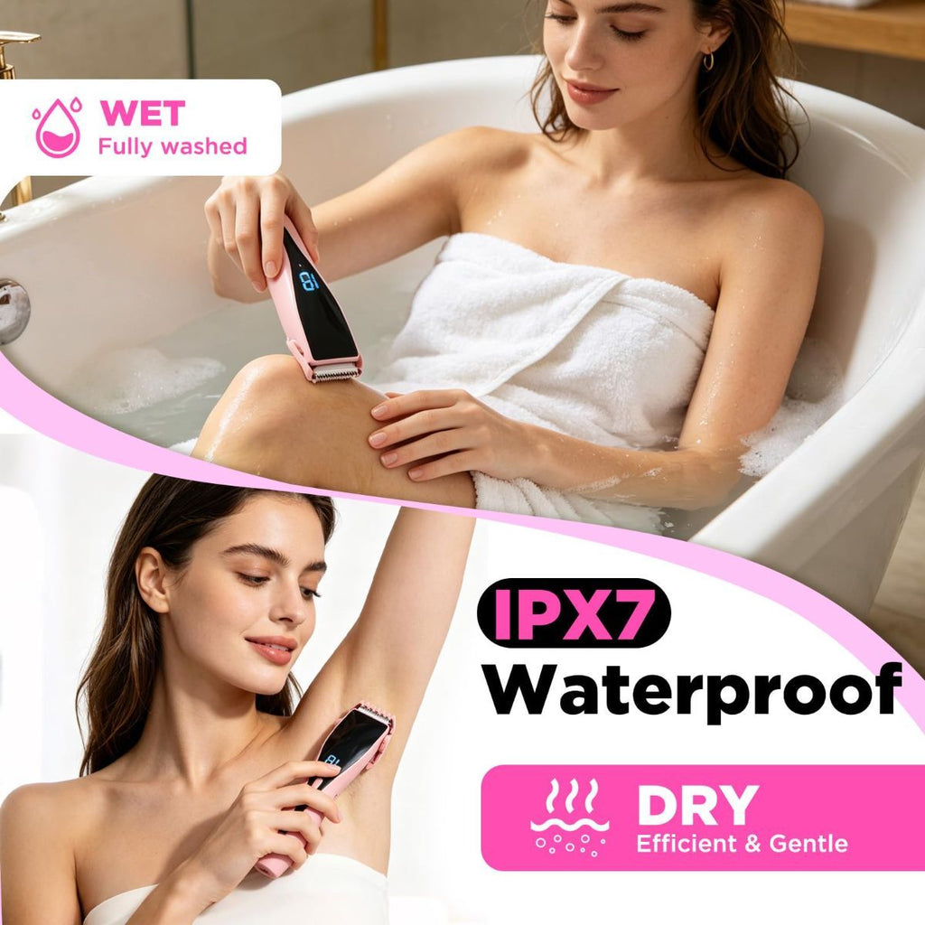 2-in-1 Bikini Trimmer for Women High Power Epilators Hair Removal Waterproof Electric Razors Women's Electric Razor Pubic Hair Trimmer Shaver for Women for Ladies Pubic, Face, Underarms, Legs
