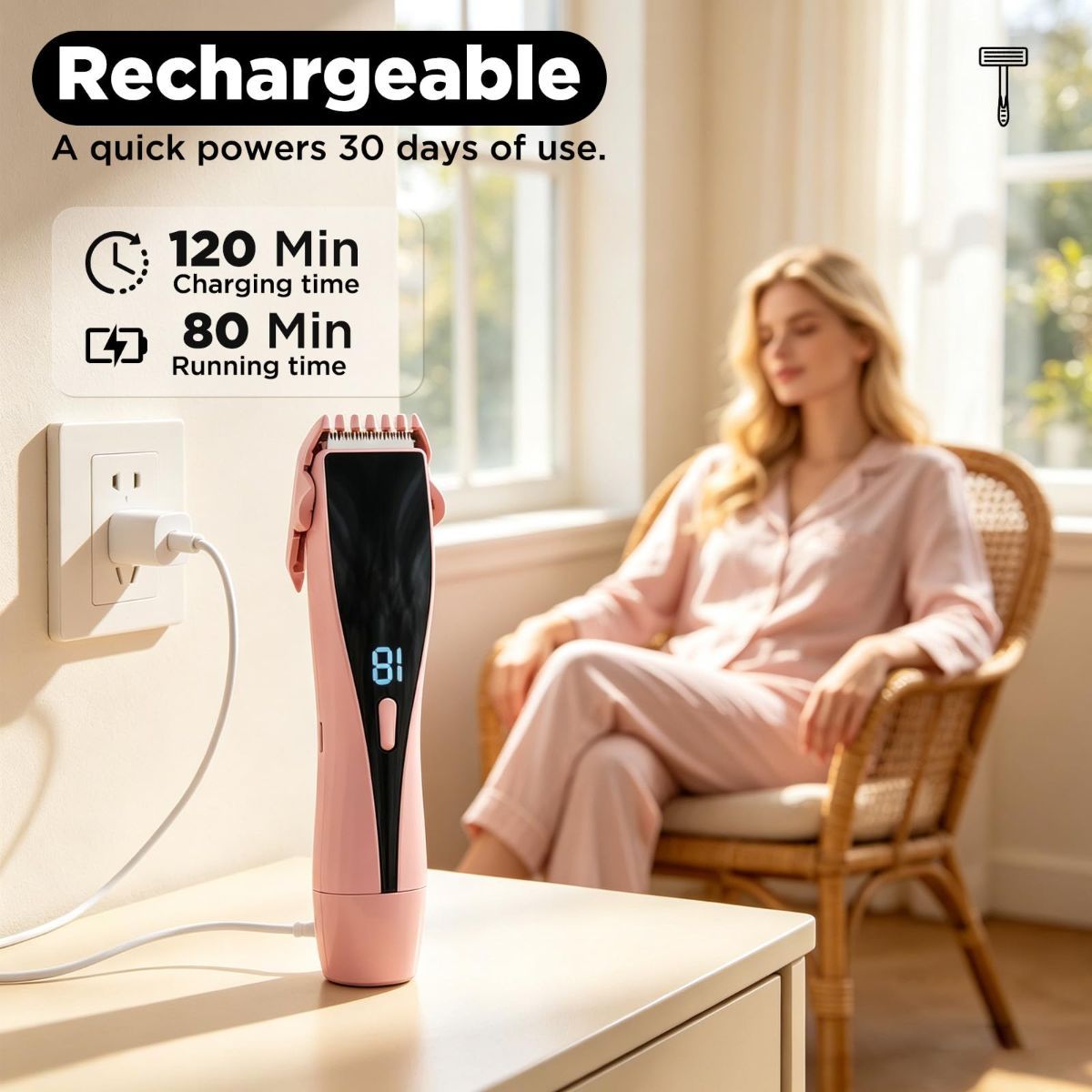 2-in-1 Bikini Trimmer for Women High Power Epilators Hair Removal Waterproof Electric Razors Women's Electric Razor Pubic Hair Trimmer Shaver for Women for Ladies Pubic, Face, Underarms, Legs