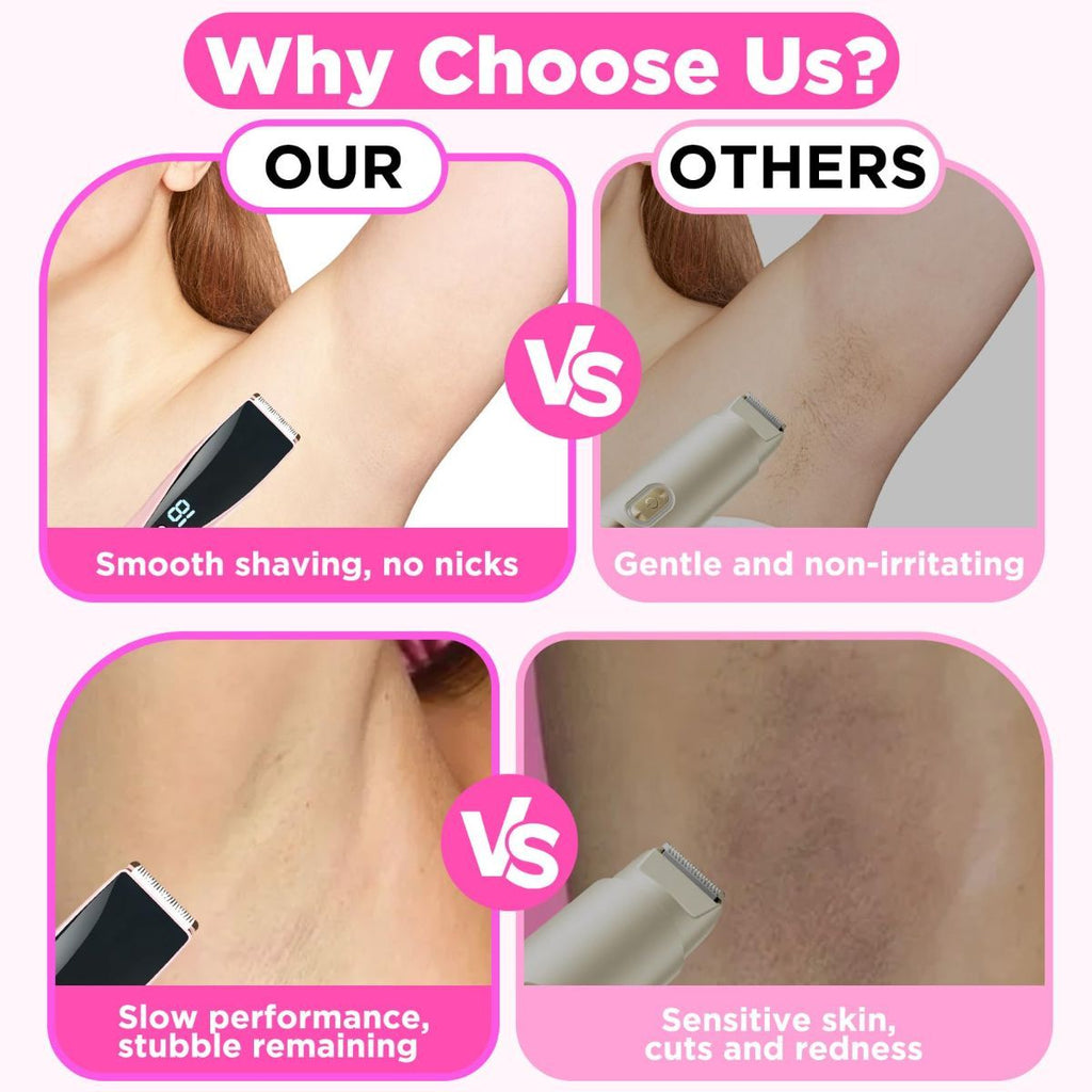 2-in-1 Bikini Trimmer for Women High Power Epilators Hair Removal Waterproof Electric Razors Women's Electric Razor Pubic Hair Trimmer Shaver for Women for Ladies Pubic, Face, Underarms, Legs