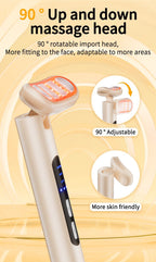 LED Facial Wand Neck Massager Red Light Therapy Beauty Device Skincare Tool - Beige - Size 167mm