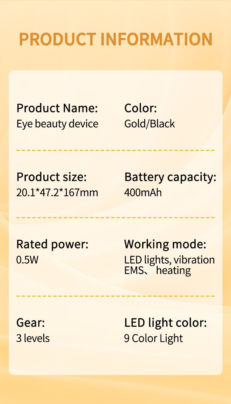 LED Facial Wand Neck Massager Red Light Therapy Beauty Device Skincare Tool - Beige - Size 167mm