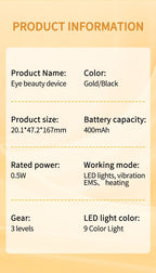 LED Facial Wand Neck Massager Red Light Therapy Beauty Device Skincare Tool - Black - Size 167mm