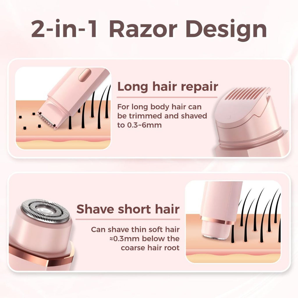 Bikini Trimmer for Women, 2 in 1 Electric Razors for Women, IPX7 Waterproof, USB Rechargeable Wet and Dry Shaver, Suitable for Hair Removal All Over The Body