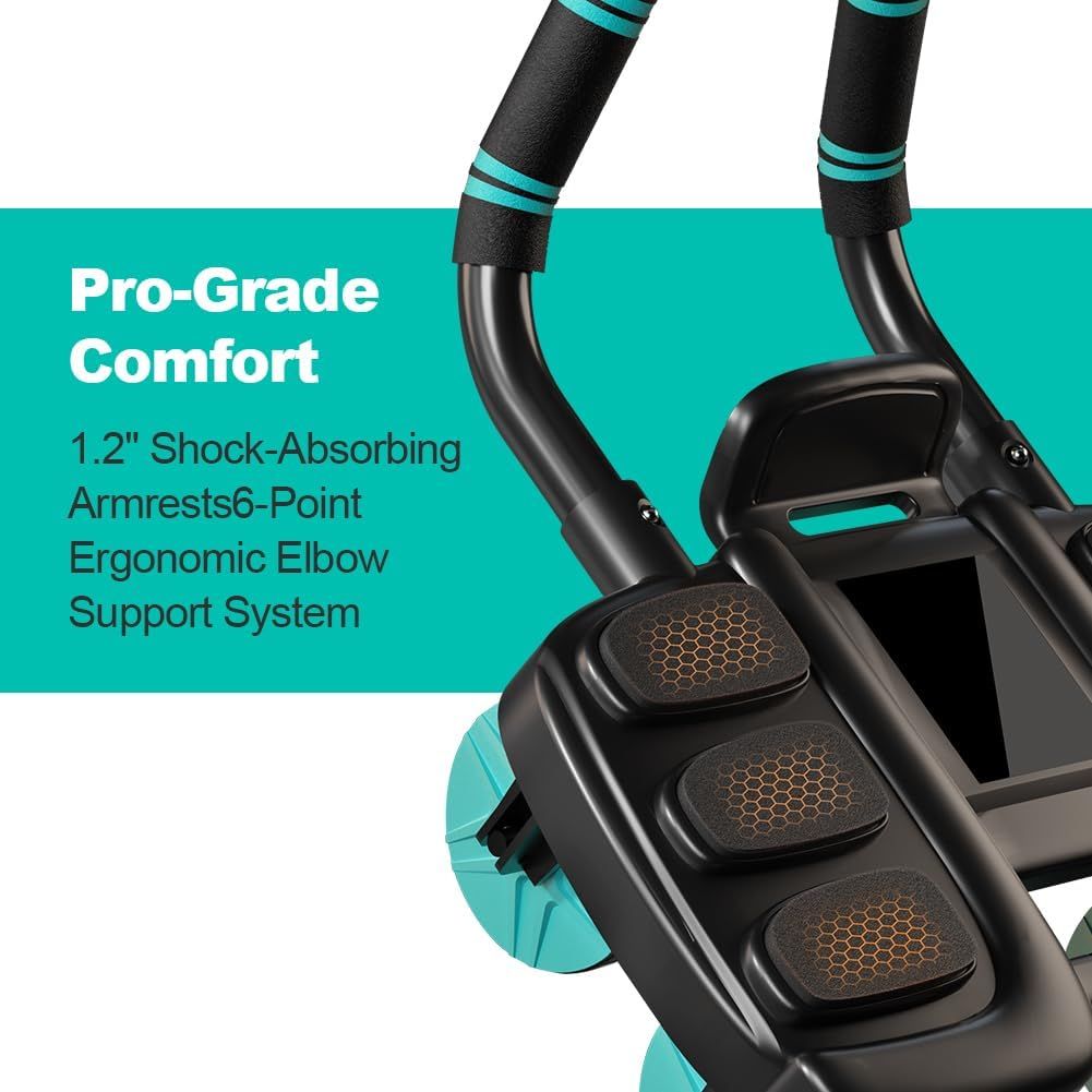 Automatic Rebound Ab Roller with Six-Point Elbow Support & Phone Holder for Home Gym Core Workout (Orange)