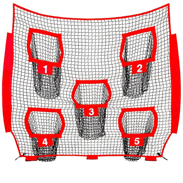 American Football Outdoor Target Throwing Net with 5 Pockets - Red