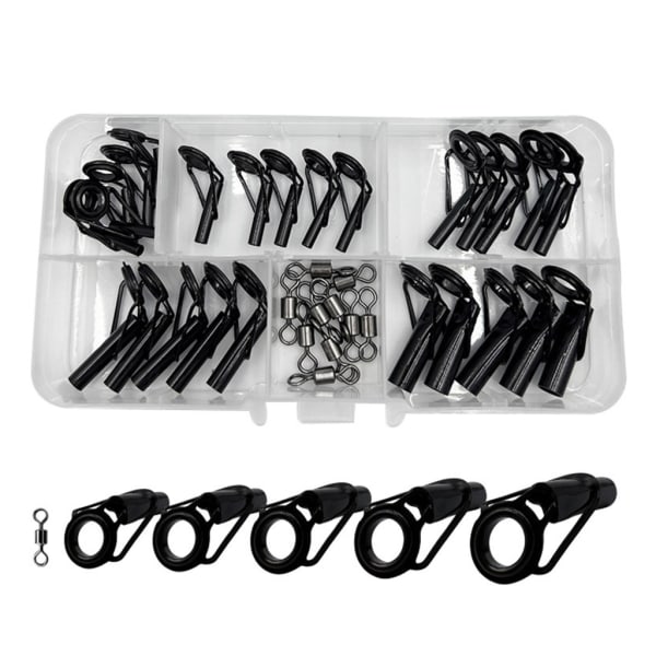Fishing Rod Repair Kit 35pcs Alconite Ceramic Guide Rings Rod Eye Guides Wear-Resistant Compatible with Various Brands