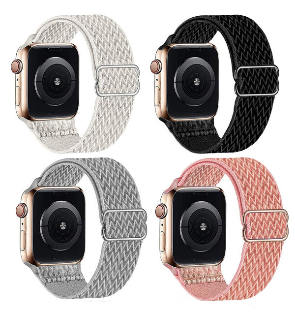 4-pack nylon - adjustable nylon sports band for Fitbit Versa 4/Versa 3/Sense, breathable replacement wristband, multi-colored