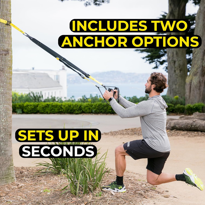 Pro Suspension Trainer Straps | Commercial-Grade Nylon | Adjustable | Full-Body Home Gym with Door Anchor & Carry Bag | Portable Fitness for Home, Gym & Travel