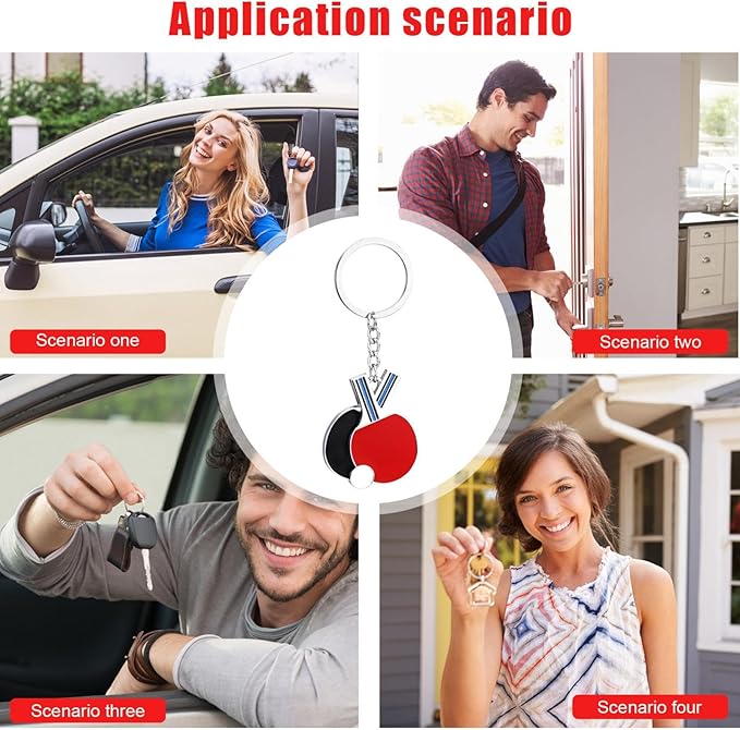 Table Tennis Racket Keychain Sports Key Holder Bag Ornament