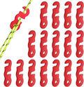 Rope Adjuster, 16pcs Aluminum Rope Tensioner, Tent Wind Rope Buckle, Rope Tensioner for Camping Hiking Backpacking Picnic Outdoor Tent Accessories 16 Pieces - Red Opening