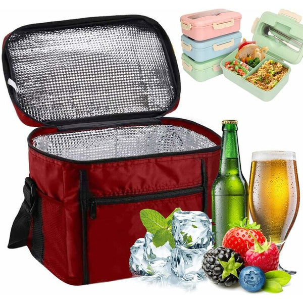 Red Insulated Lunch Cooler Bag for School and Picnics