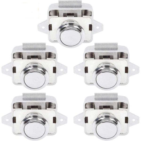 Push Button Camper - Lock Latch Door Closer Cupboard Knob For Rv Motorhome Caravan 5 pcs Silver