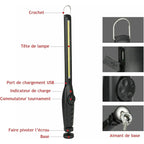 2 pcs Magnetic LED Work Light Super Bright Rechargeable Flashlight For Garage, Camping, Hiking, Car Repair, Emergency