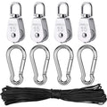 Parts Stainless Steel Pulley, Single Lifting Pulley With ROpe For ROpes Camping Hiking