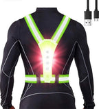 Running Lights - High Quality - LED - USB Rechargeable - Reflective Vest - One Size