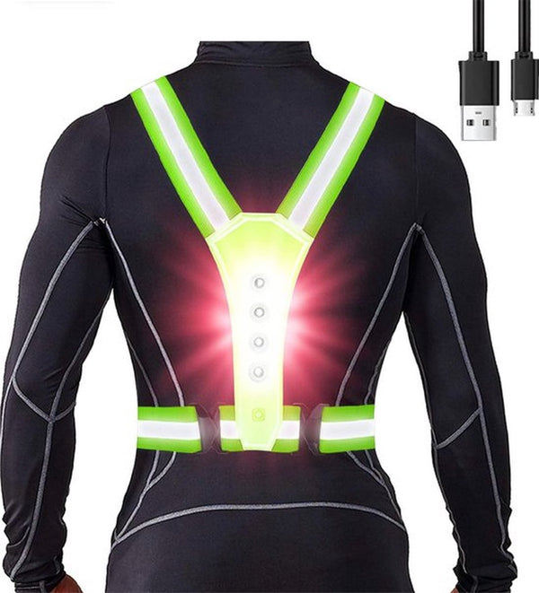 Running Lights - High Quality - LED - USB Rechargeable - Reflective Vest - One Size