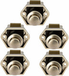 Push button for camper van - Locking button for shutter door - for camping RV, motorcycle, caravan, 5 pieces (nickel)