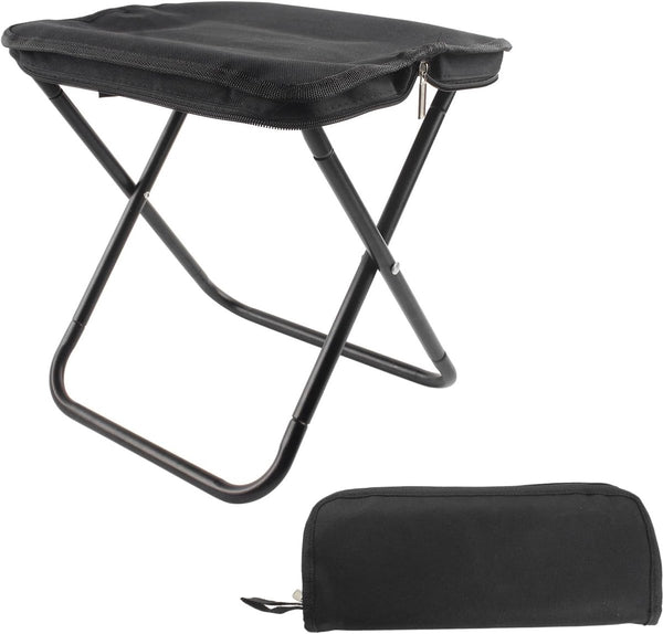 Portable folding camping stool with carrying bag, portable folding chair, folding camping stool, outdoor footrest for travel, walking, hiking, fishing, picnics and barbecues (black)