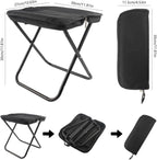 Portable folding camping stool with carrying bag, portable folding chair, folding camping stool, outdoor footrest for travel, walking, hiking, fishing, picnics and barbecues (black)