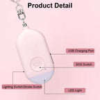 Rechargeable Personal Alarm – Keychain – Personal Alarm – Alarm Keychain – Rechargeable LED Flashlight – Self-Defense Products – Self-Defense Alarm – Personal Alarm – Pink