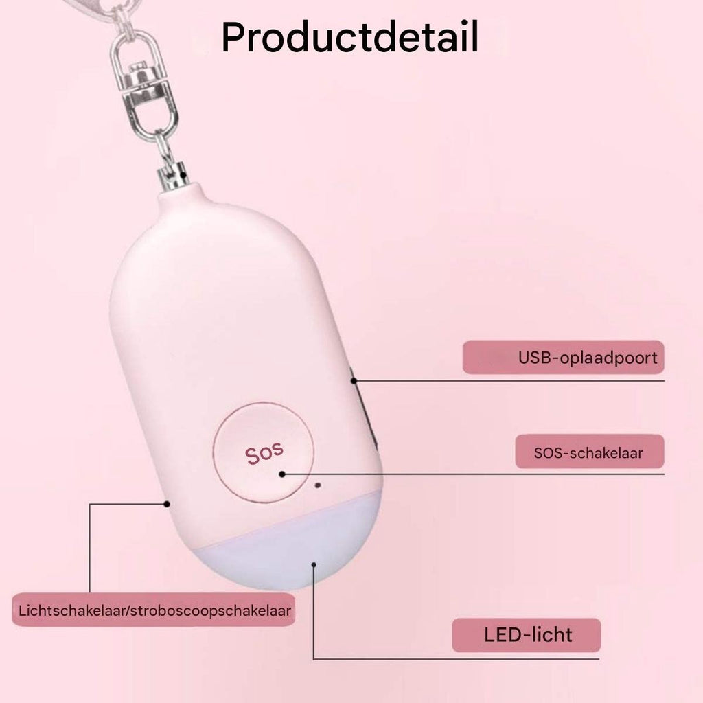 Rechargeable Personal Alarm – Keychain – Personal Alarm – Alarm Keychain – Rechargeable LED Flashlight – Self-Defense Products – Self-Defense Alarm – Personal Alarm – Pink