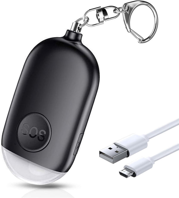 Rechargeable personal alarm – Self-defense products – Self-defense alarm – Keychain – Personal alarm – Alarm keychain – Rechargeable LED flashlight