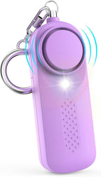 Personal Alarm - 130 dB - Security Siren - Self-Defense Siren - With LED Light-Up Keyring - For Children, Women, Students and Seniors (Purple)