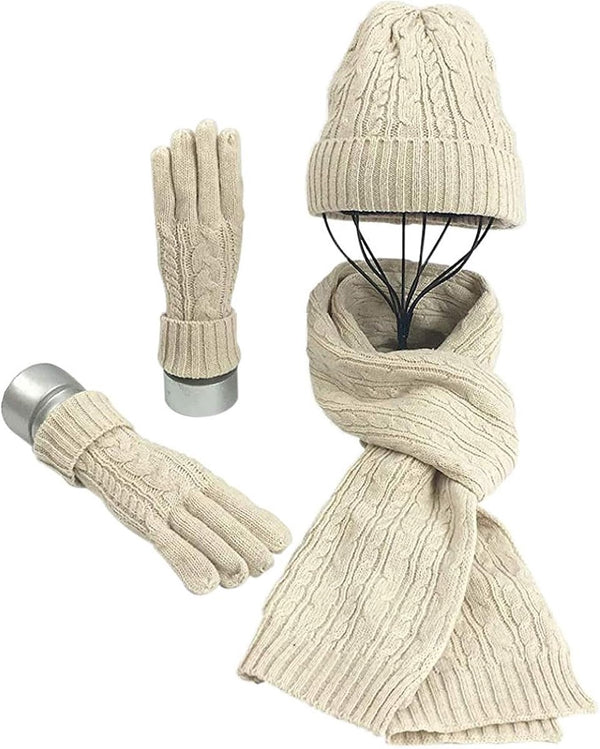 Women's Warm Winter Hat Scarf Gloves with Fleece Lining