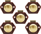 5-Piece Push Button Lock - Push Button for Motorhome - Door Lock - Locking Button for Shutter Door - For Camping, RV, Motorcycle, Caravan - Brown