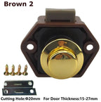 5-Piece Push Button Lock - Push Button for Motorhome - Door Lock - Locking Button for Shutter Door - For Camping, RV, Motorcycle, Caravan - Brown
