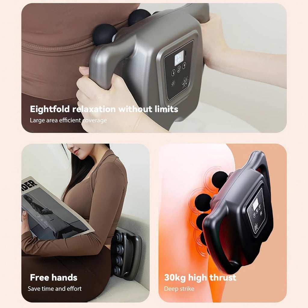 Hoofdmassagepistool - Electric handmassage apparatus - 6 stands - 99 snelheden - Met oplaadbaar type C - For training-volledige lichaamsmassage - For diepe weefselmassage (16 koppen - gray)
