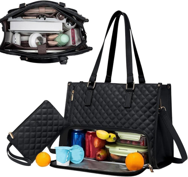 Black Insulated Laptop Cooler Bag with Leakproof Design