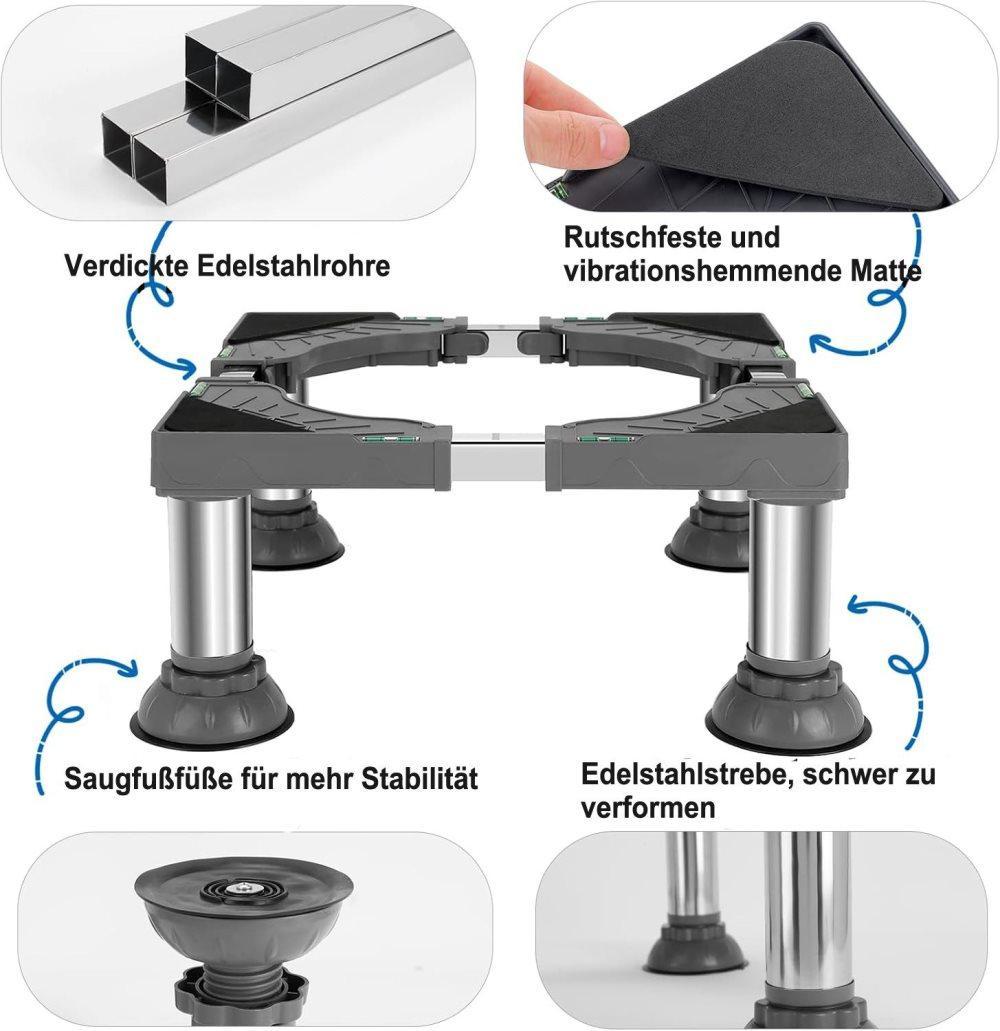 Non-slip washing machine base with vibration-damping legs, strong load-bearing capacity, 31-34cm