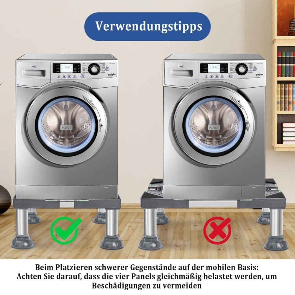 Washing machine base with vibration damping legs, strong load bearing capacity non slip and practical, 26-29cm