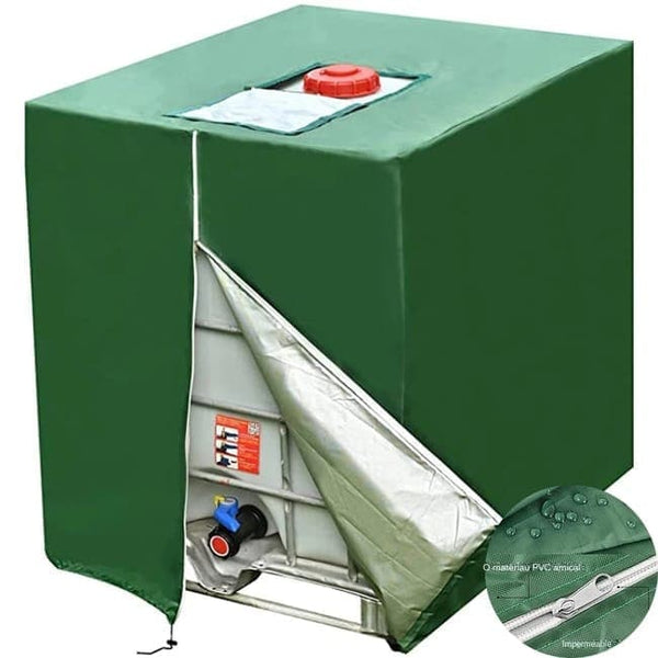 Waterproof UV Resistant IBC Garden Water Tank Cover, 210D Oxford with Zipper, Green